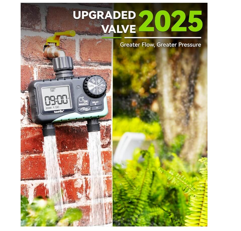 RainPoint 2-Zone Digital Sprinkler Timer, Hose Water Timer