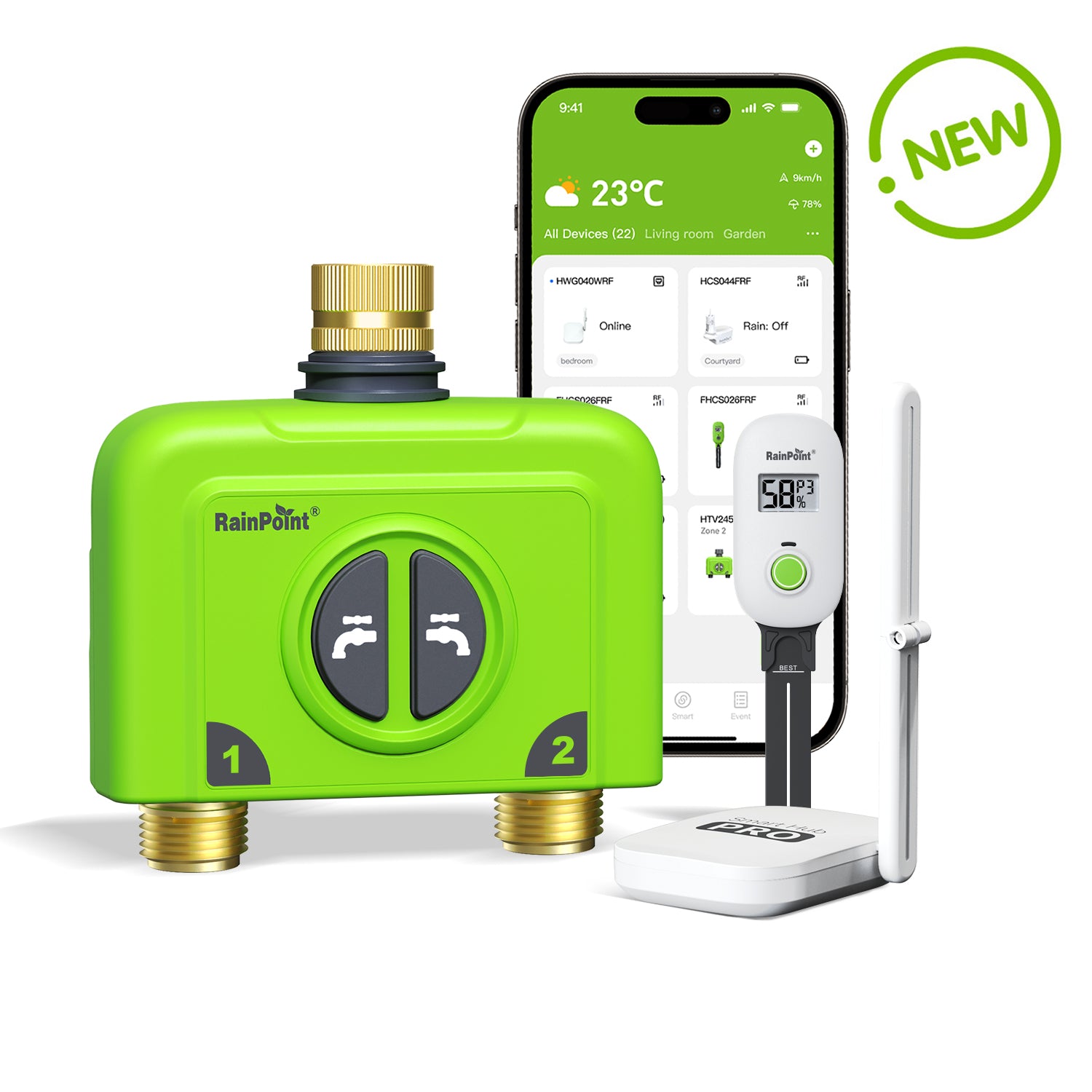 RainPoint Automated Lawn Watering Based on Soil Moisture &amp; Weather