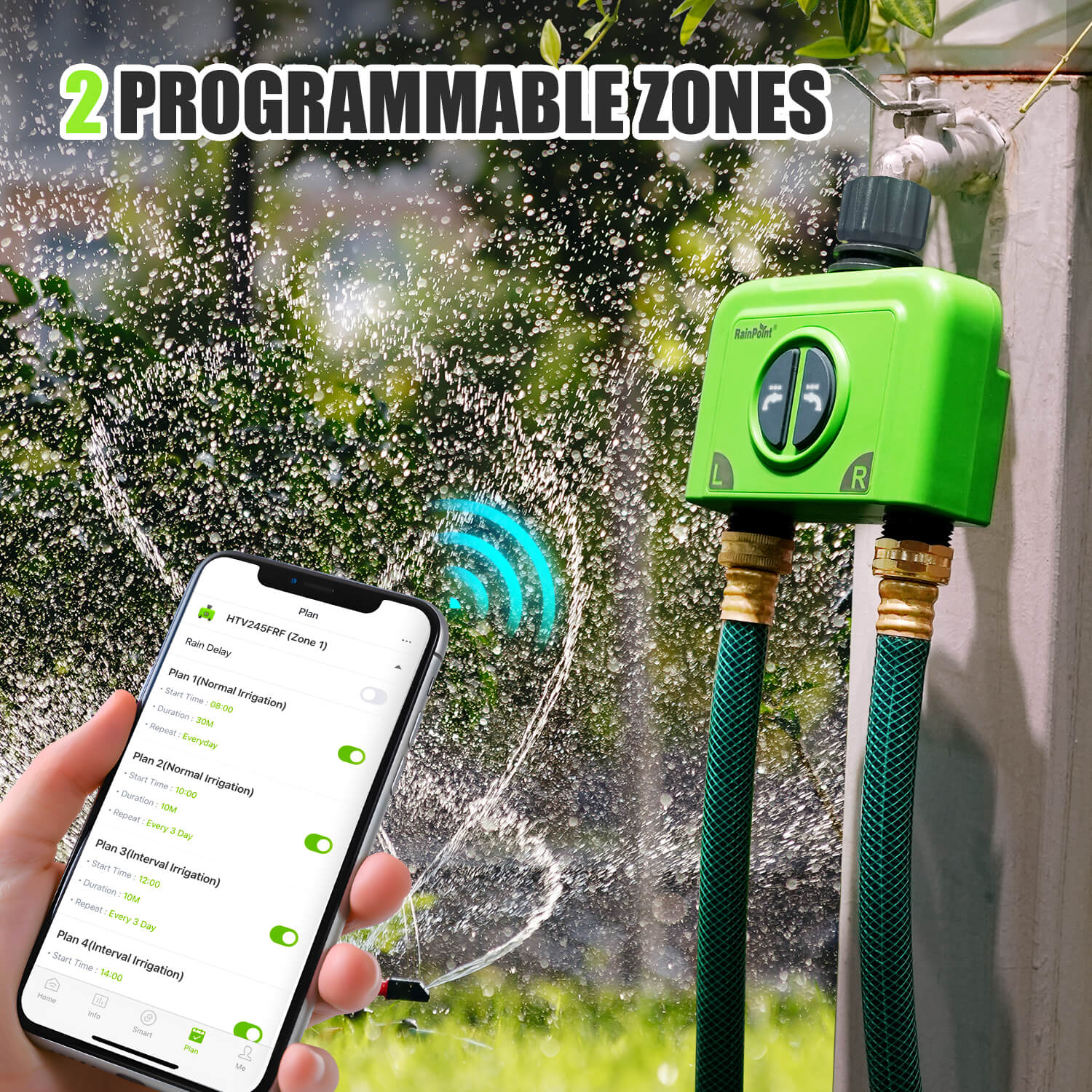 RainPoint 2-Zone WiFi Sprinkler Timer, Automatic Water Garden Irrigation System
