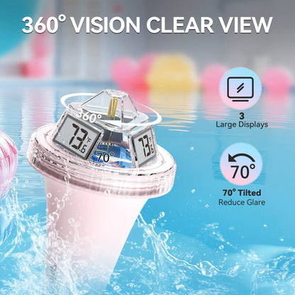 RAINPOINT Anti-Fog 360° Reading 3 Large Letters Displays Wireless Digital Pool Thermometer -Pink