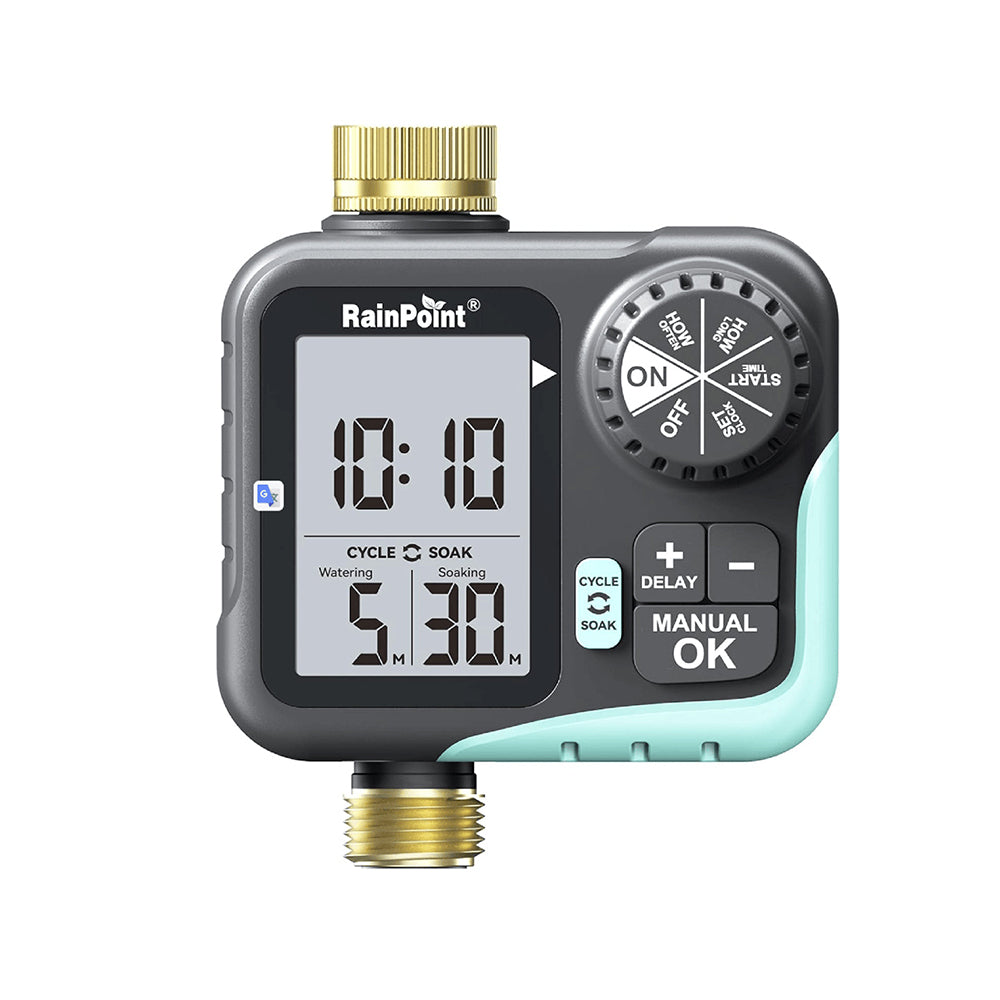 RAINPOINT Sprinkler Timer for Garden Hose - Hose Timer with Cycle &amp; Soak, Brass Inlet &amp; Outlet