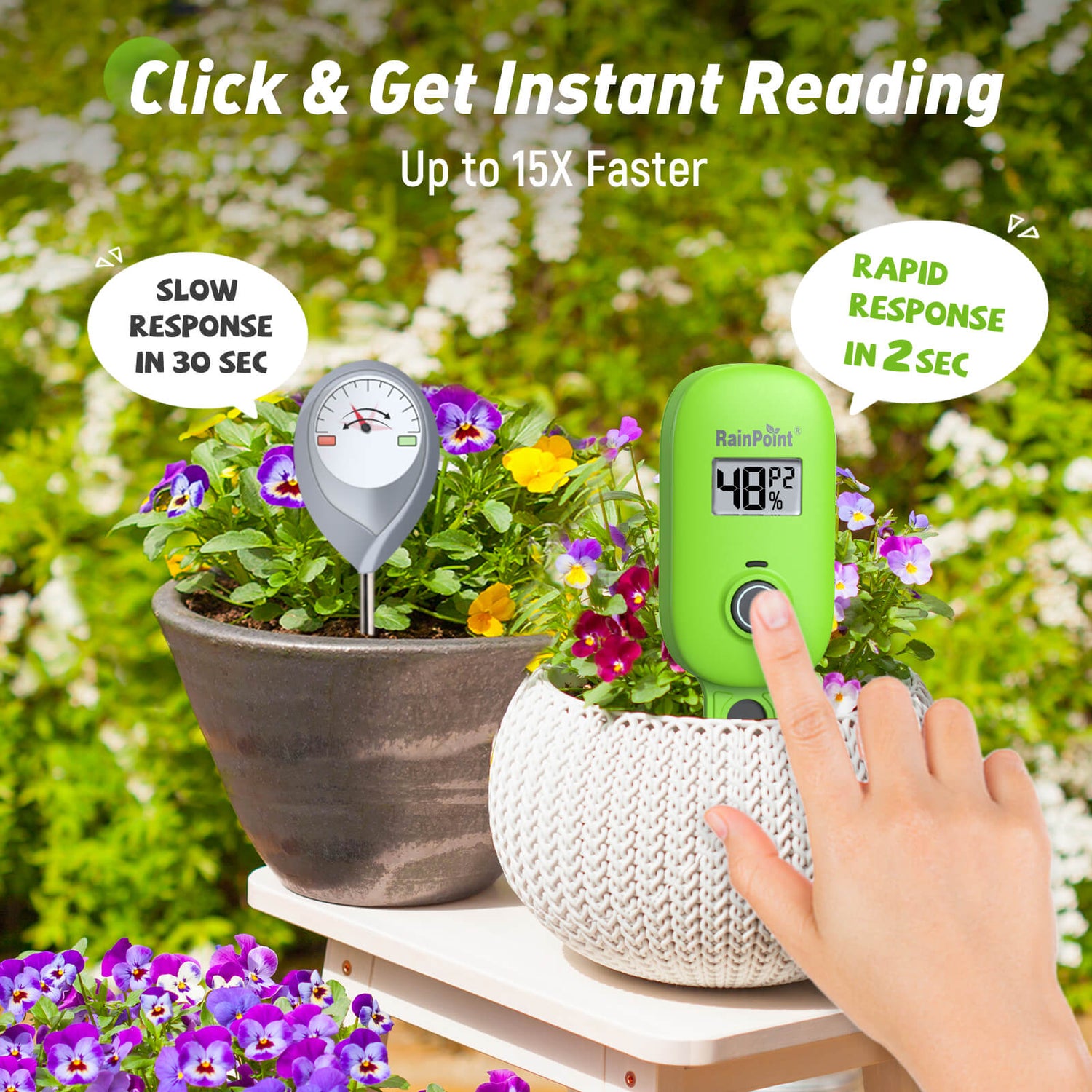 RainPoint  Upgrade Smart Digital Wireless Plant Moisture Meter Houseplant Indoor