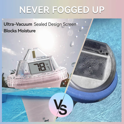 RAINPOINT Anti-Fog 360° Reading 3 Large Letters Displays Wireless Digital Pool Thermometer -Pink