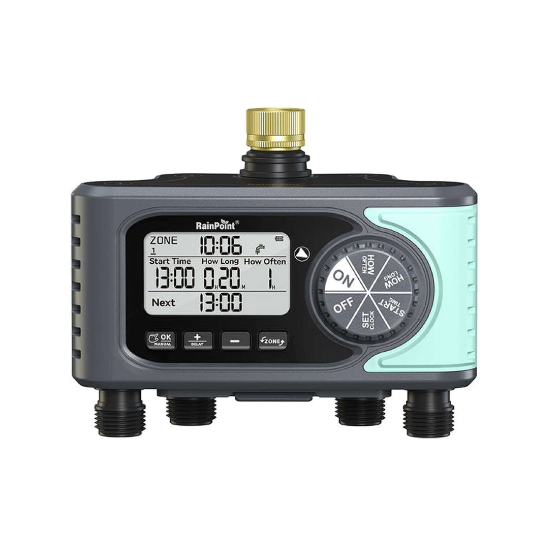 RainPoint 4 Outlet Hose Timer with Brass Inlet