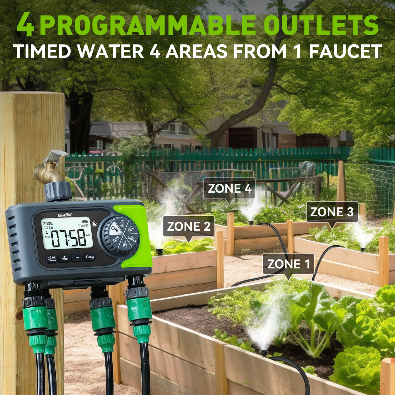 RainPoint Sprinkler Timer 4 Zone Water Timer – RainPoint Irrigation