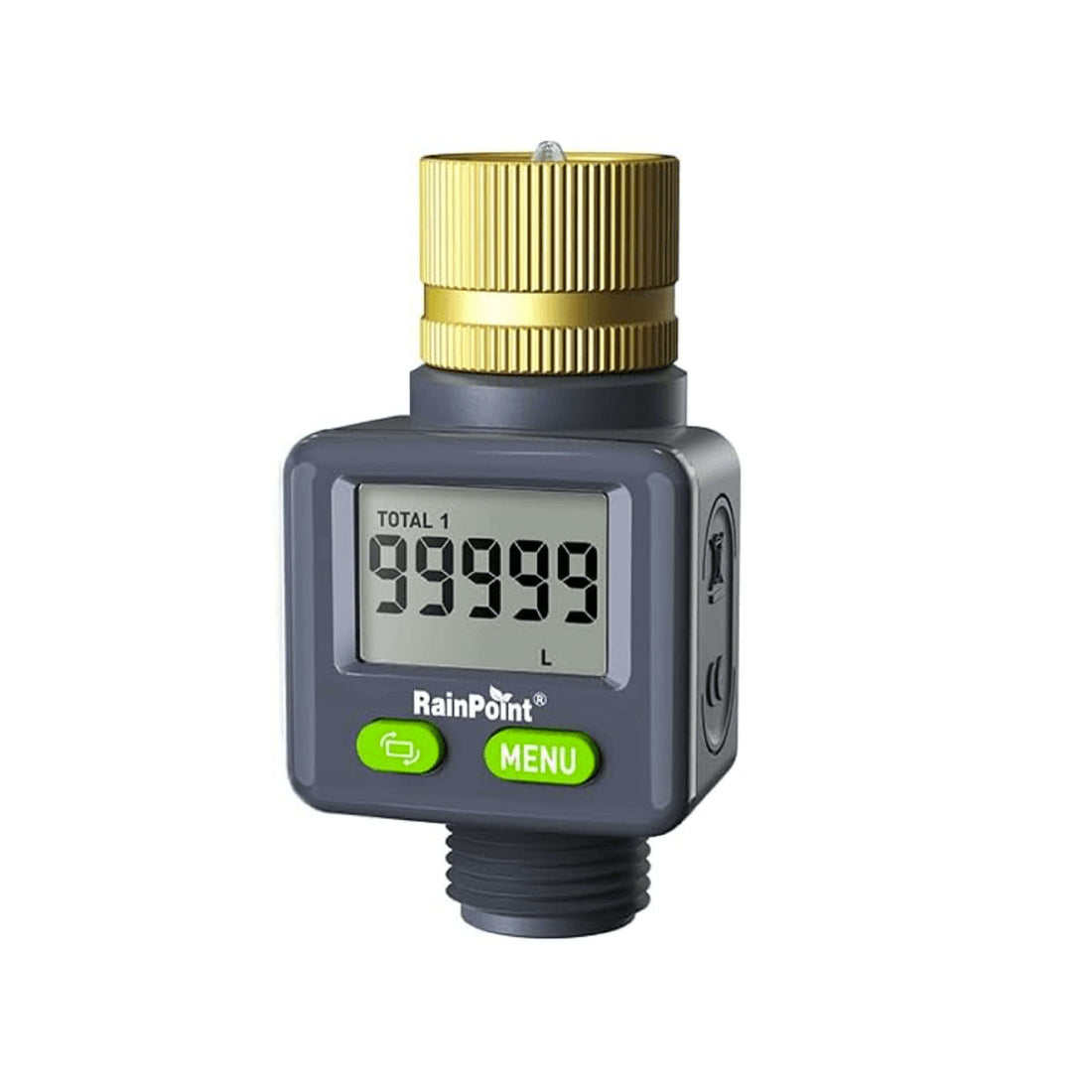 Rainpoint Water Flow Meter with Brass Inlet,Garden Hose, Sprinkler & Nozzle Sprayer