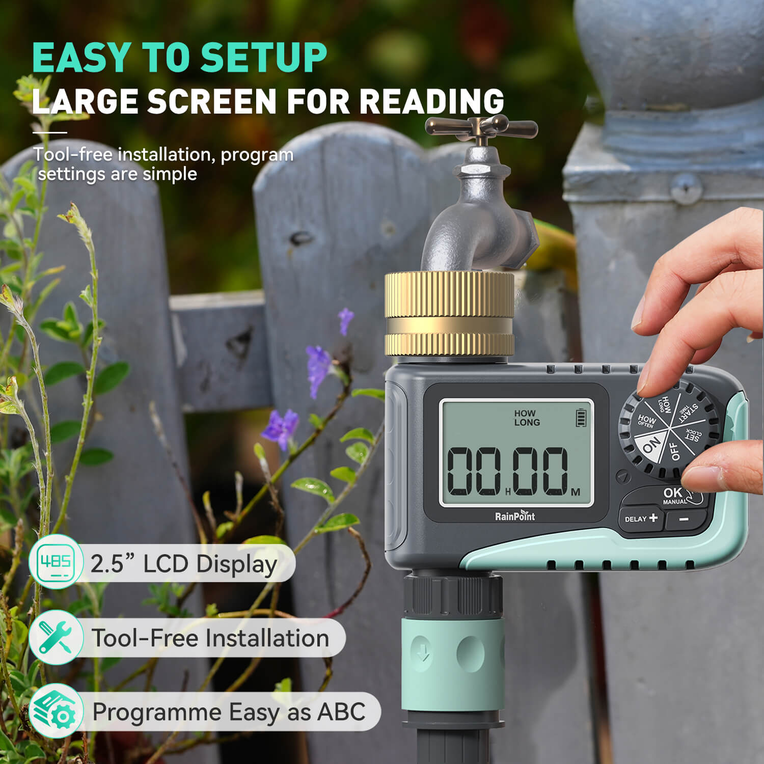 RainPoint Sprinkler Timer with Brass Inlet &amp; Outlet