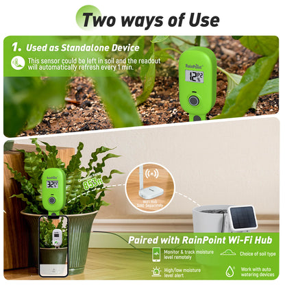 RainPoint  Upgrade Smart Digital Wireless Plant Moisture Meter Houseplant Indoor