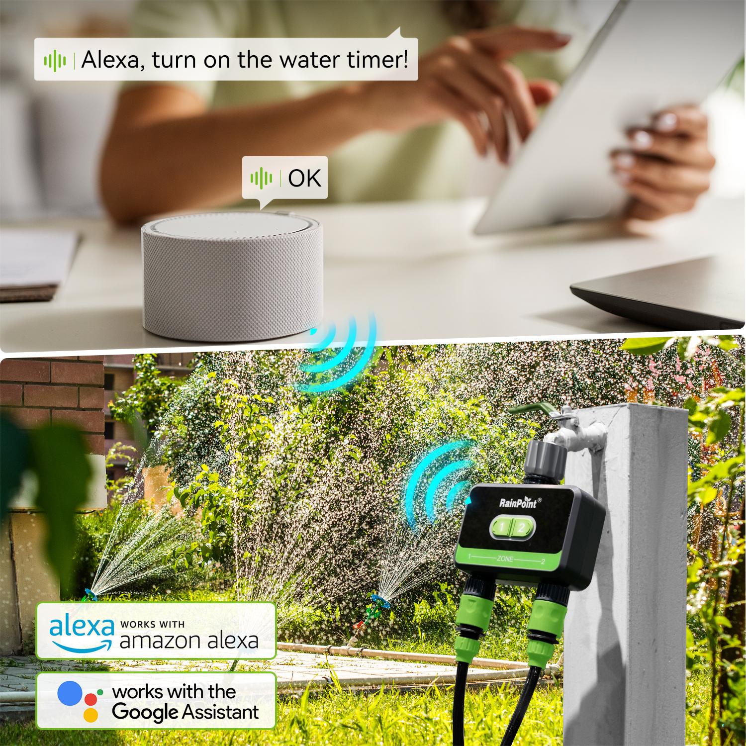 jtwm◆② RainPoint 2-Zone WiFi Water Timer for Garden Hose