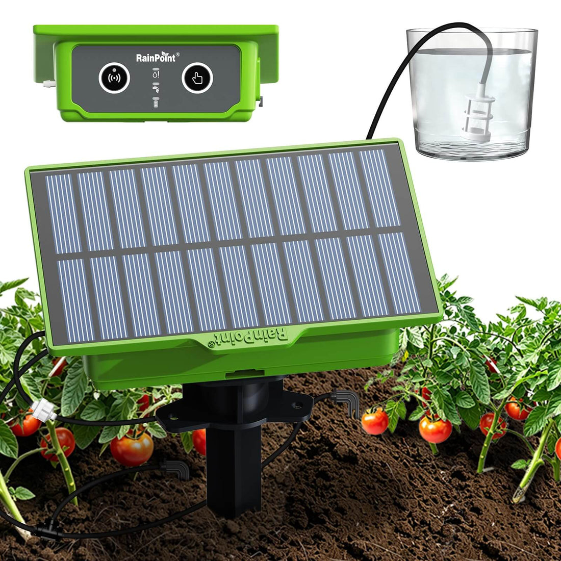 RainPoint WiFi Solar Automatic Plant Waterer Kit for Outdoor &amp; Indoor Use with Hub