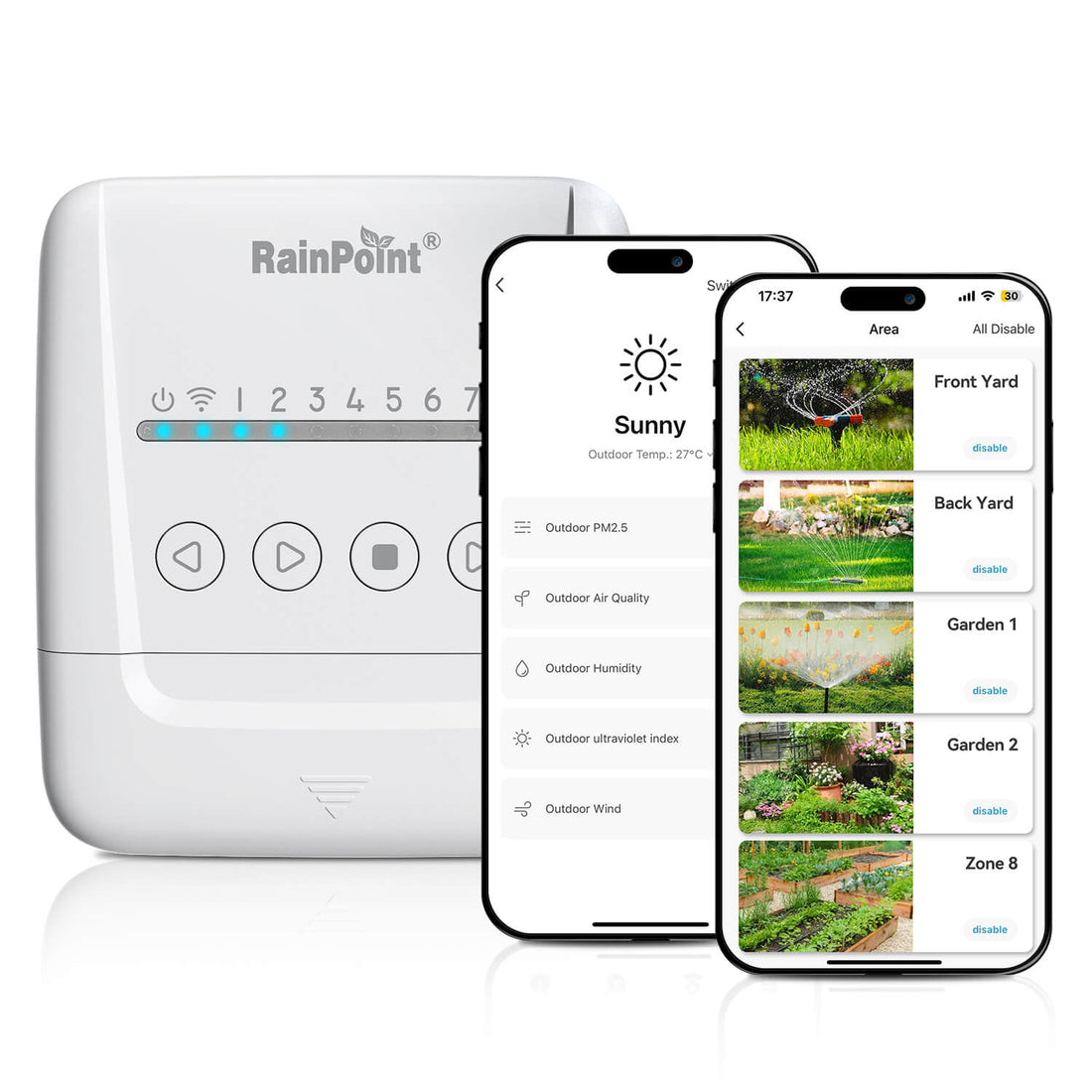 RainPoint 8 Zone Smart Sprinkler Controller, Water Timer Controller for Garden Yard
