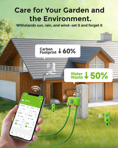 Smart gardening device reducing carbon footprint and water waste.