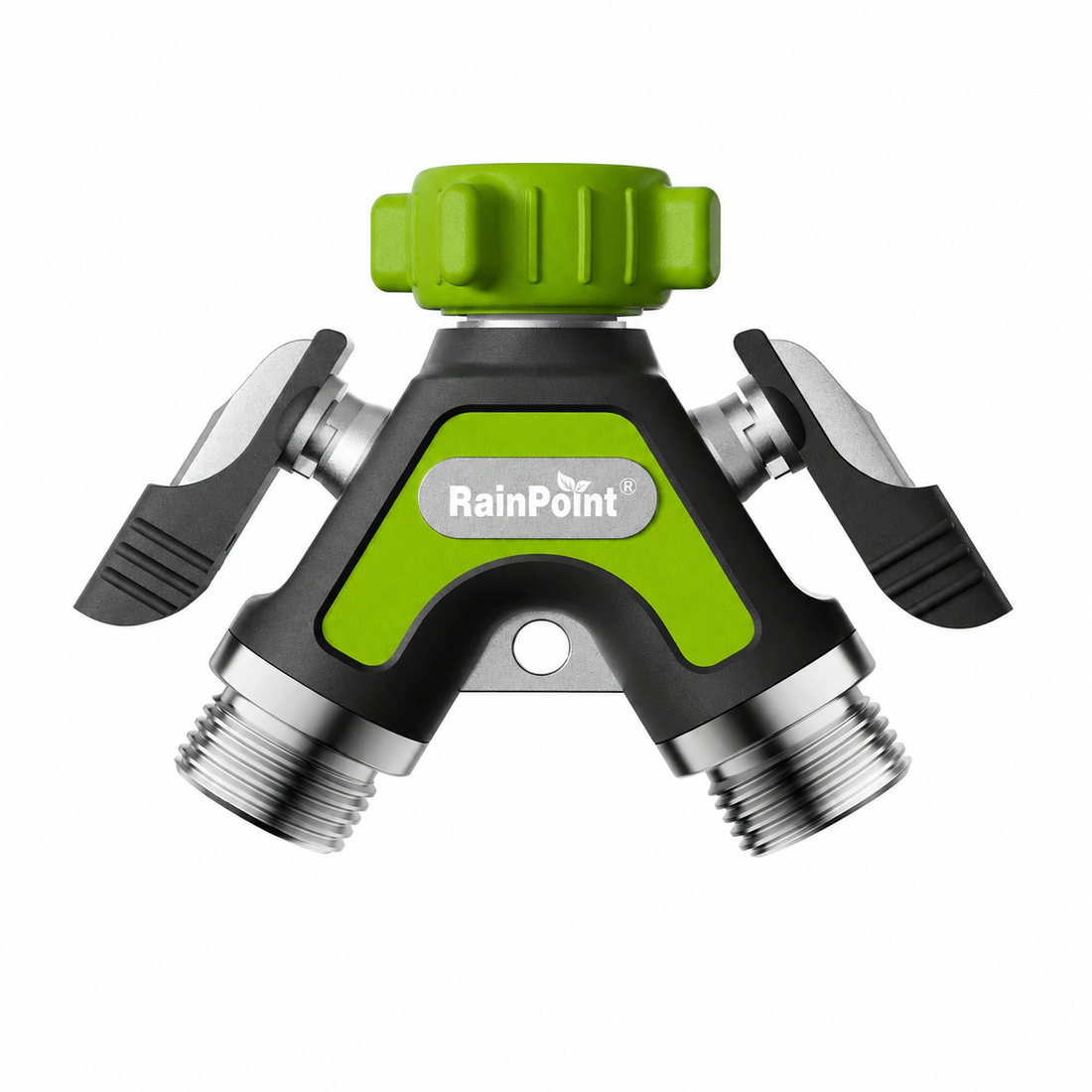RAINPOINT Garden Hose Splitter 2 Way โ All Metal Heavy Duty Water Y Splitter(Green)