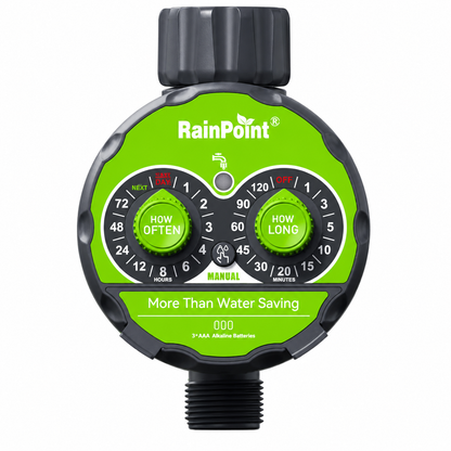 RainPoint FreeFlow Water Timer – Gravity Drip Irrigation for Rain Tanks &amp; Pots, Battery-Powered, IPX5