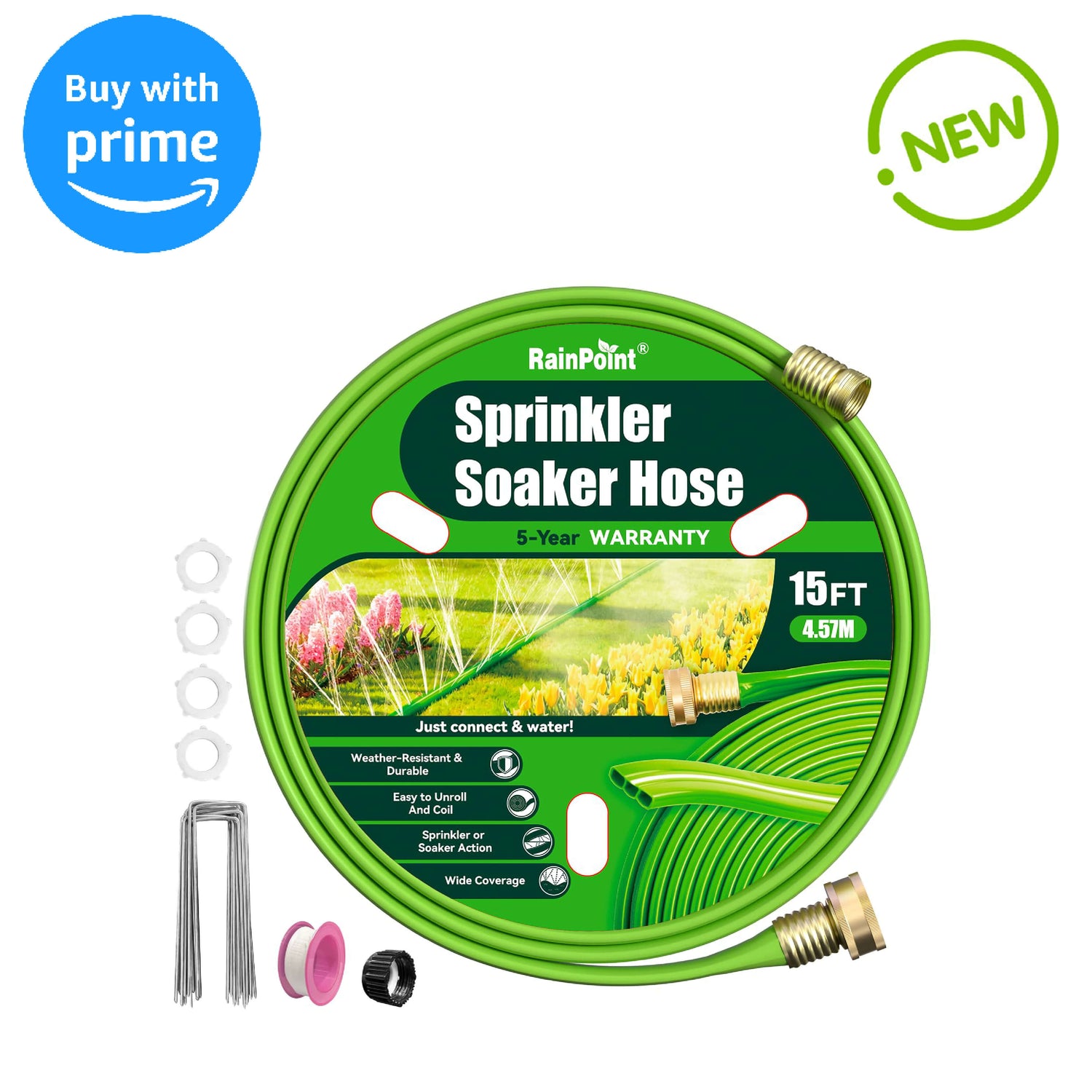 RAINPOINT Sprinkler Hose with Holes 15FT