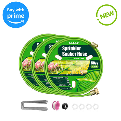 RAINPOINT Sprinkler Hose with Holes 150FT(50FT, 3Pack)