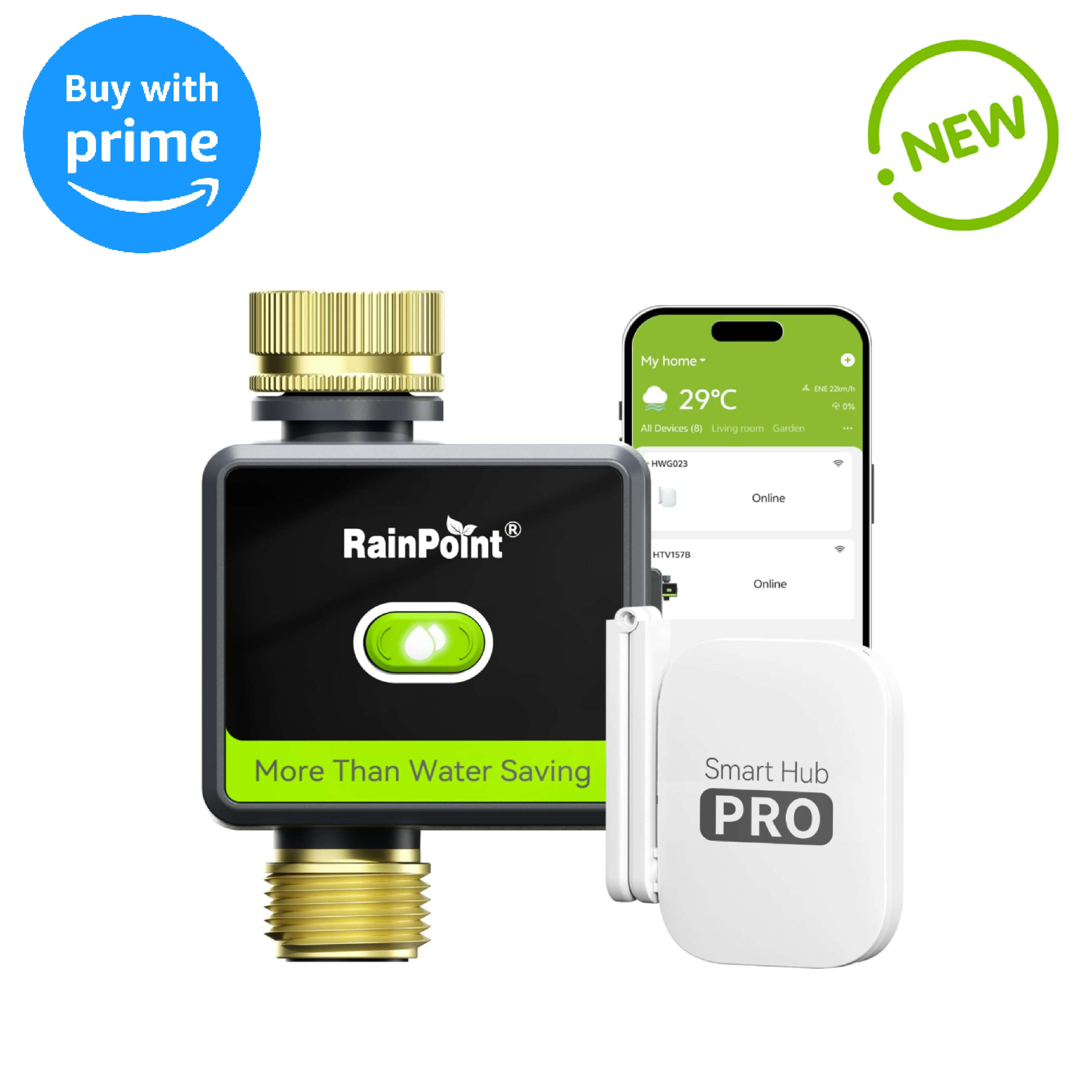 RAINPOINT WiFi Water Hose Timer with Brass Inlet &amp; Outlet