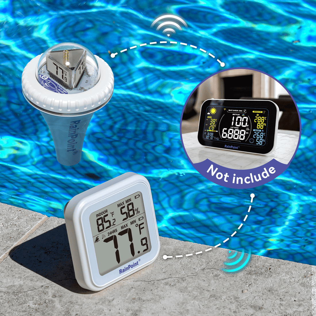 Pool Thermometer - Requires to Connect Rainpoint WiFi Hub