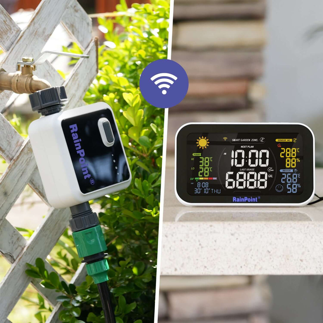 RAINPOINT WiFi Sprinkler Timer Water Timer for Garden Hose, Smart Hose Faucet Timer, Automatic Irrigation System Controller, APP Control via 2.4Ghz WiFi Voice Control for Yard Lawn Watering