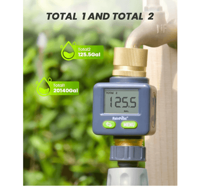 RAINPOINT Water Flow Meter with Brass Inlet &amp; Outlet, 2pcs
