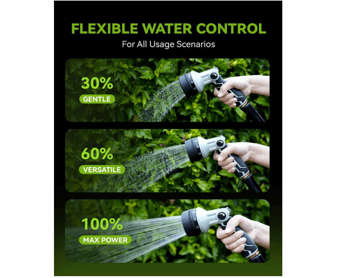 RAINPOINT Full-Metal Garden Hose Nozzle, Heavy Duty Water Hose Nozzle Sprayer,Black