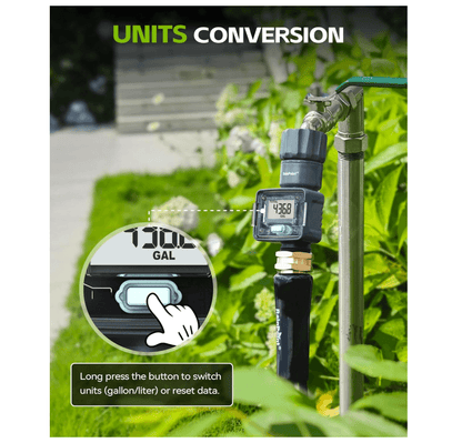 RainPoint Digital Hose Flow Meter for Garden Watering, Lawn Sprinkler, RV, Swimming Pool