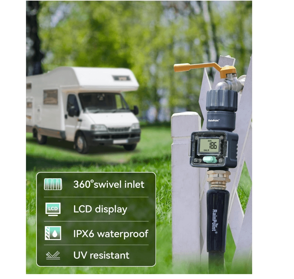 RainPoint Digital Hose Flow Meter for Garden Watering, Lawn Sprinkler, RV, Swimming Pool