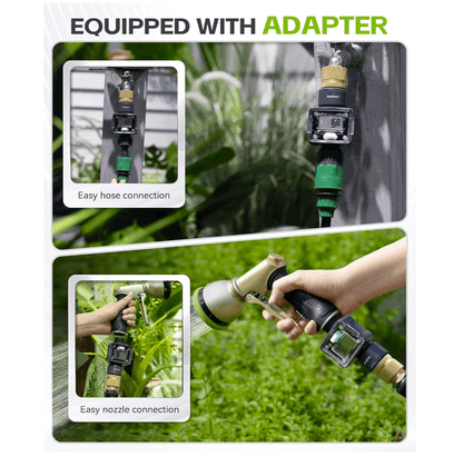 RAINPOINT Water Flow Meter with Brass Inlet, Garden Hose Watering, Lawn Sprinkler &amp; Nozzle Sprayer