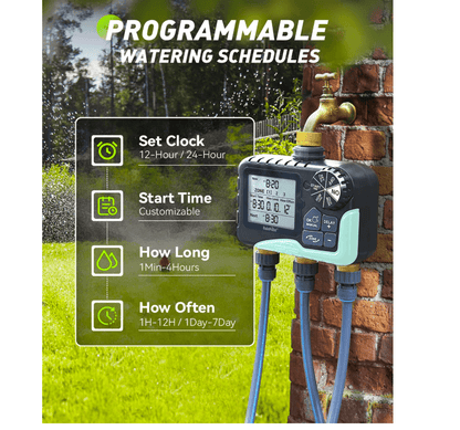 RAINPOINT 3-Zone Water Timer with Brass Inlet &amp; Outlet