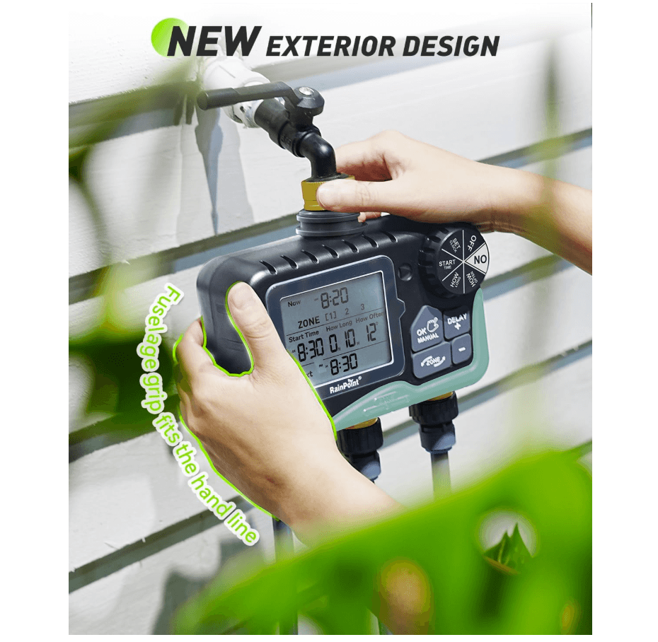 RAINPOINT 3-Zone Water Timer with Brass Inlet &amp; Outlet