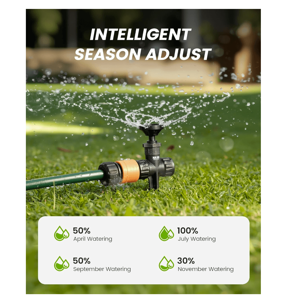 RAINPOINT Battery Operated Sprinkler Controller - Indoor &amp; Outdoor 4 Zone Smart Irrigation Controller
