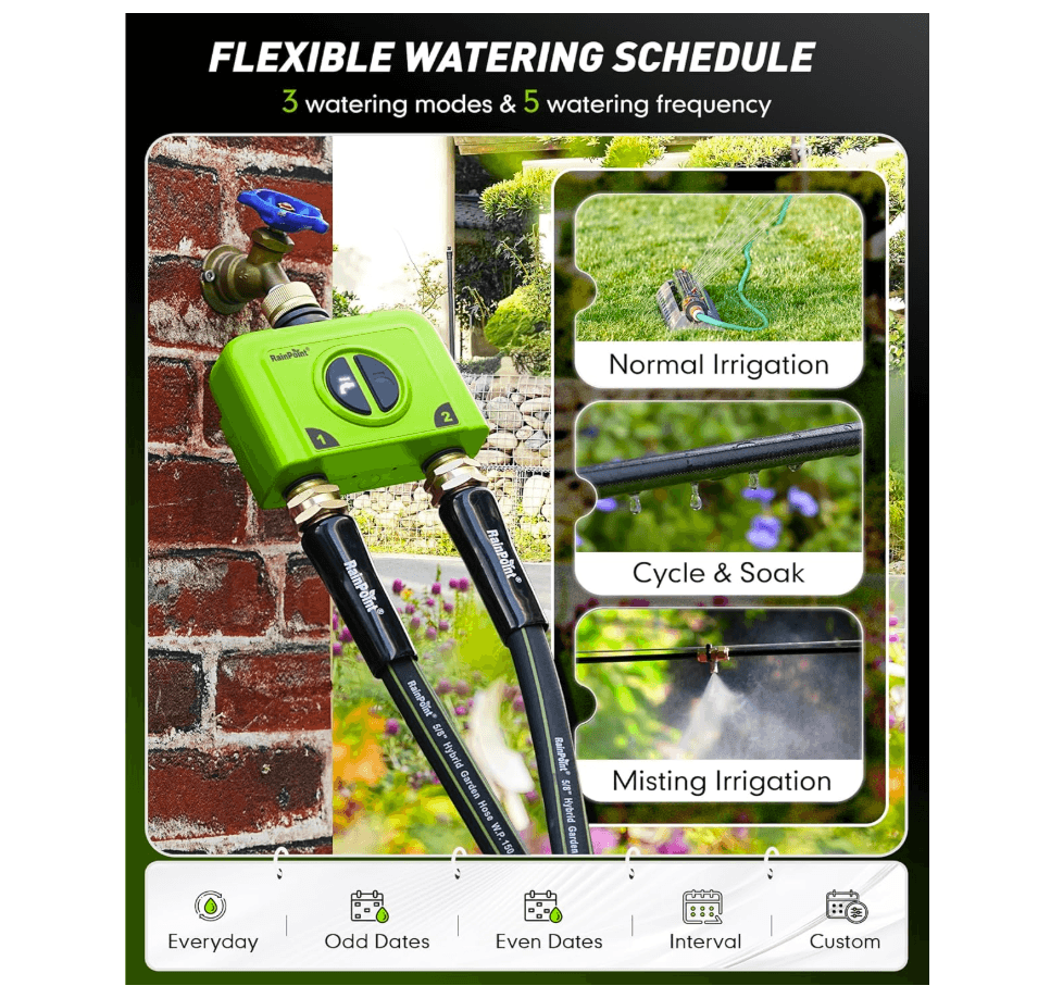RAINPOINT 2 Zone WiFi Water Timer for Garden Hose(Brass Inlet &amp; Outlet, No Gateway)