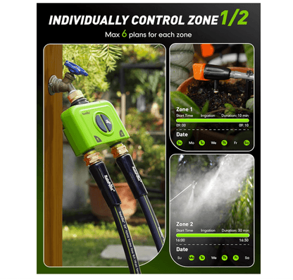RAINPOINT 2 Zone WiFi Water Timer for Garden Hose(Brass Inlet &amp; Outlet, No Gateway)