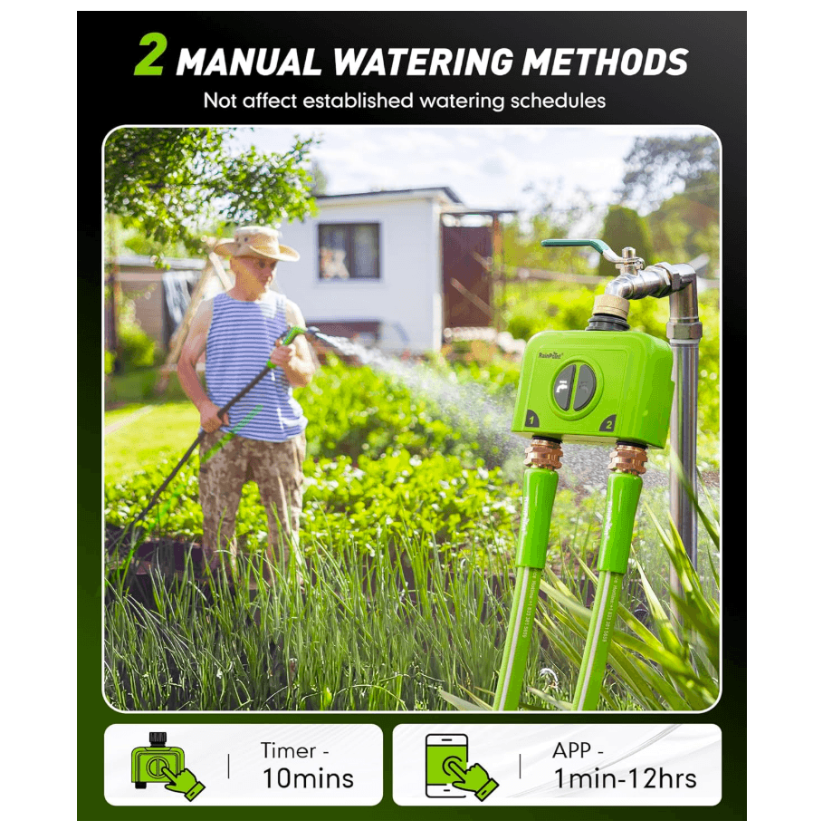 RAINPOINT 2 Zone WiFi Water Timer for Garden Hose(Brass Inlet &amp; Outlet, No Gateway)