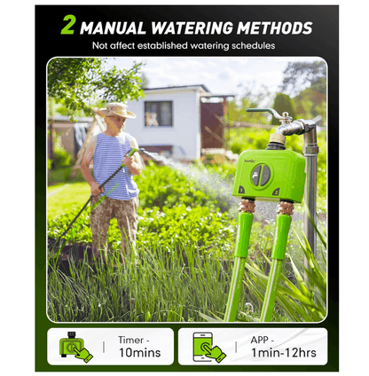RAINPOINT 2 Zone WiFi Water Timer for Garden Hose(Brass Inlet &amp; Outlet, No Gateway)