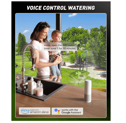 RAINPOINT 2 Zone WiFi Water Timer for Garden Hose(Brass Inlet &amp; Outlet, No Gateway)