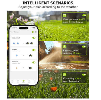 RAINPOINT WiFi Sprinkler Timer 4 Zone, Outdoor Smart Water Timer for Garden Hose with Brass Inlet &amp; Outlet