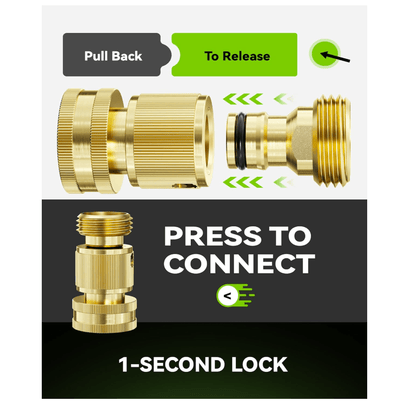 RainPoint Solid Brass 3/4" GHT Quick Connect Hose Fittings, No-Leak, 4 Sets