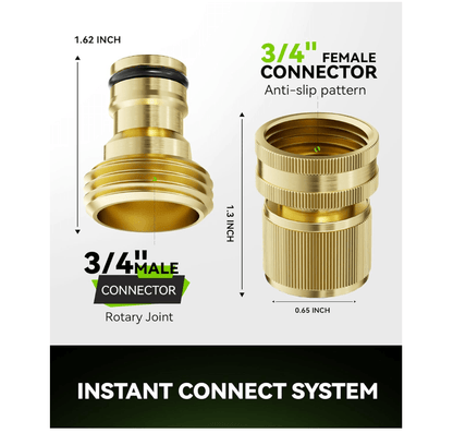 RainPoint Solid Brass 3/4" GHT Quick Connect Hose Fittings, No-Leak, 4 Sets