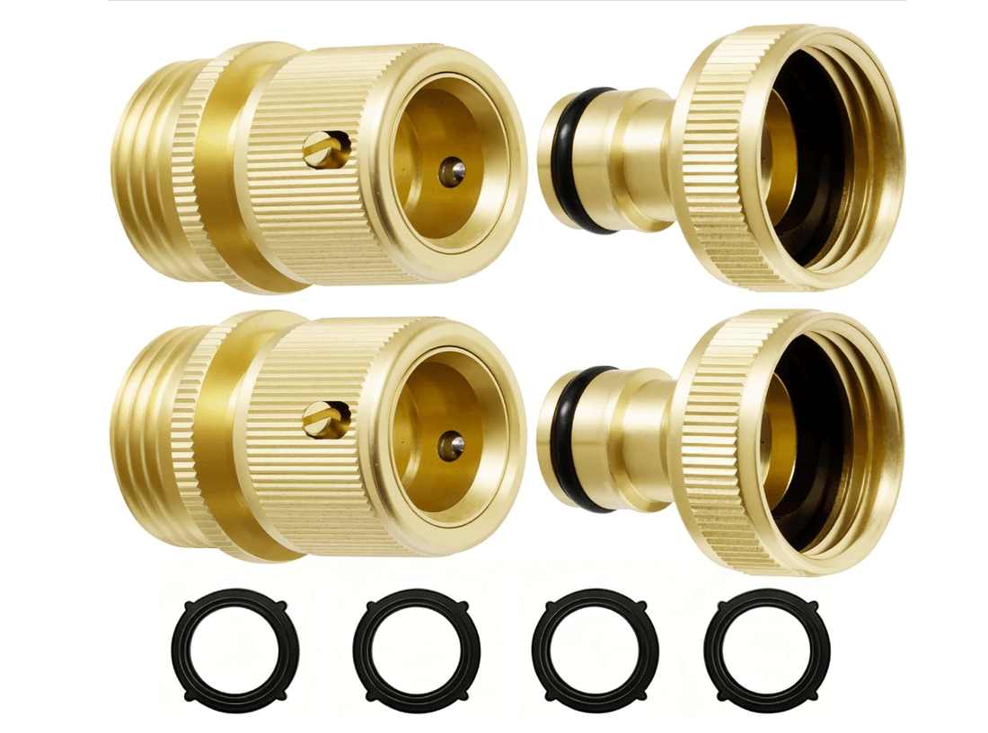 RainPoint Brass Garden Hose Quick Connect, 3/4” GHT Heavy Duty Leak-Proof Fittings (2 Sets)