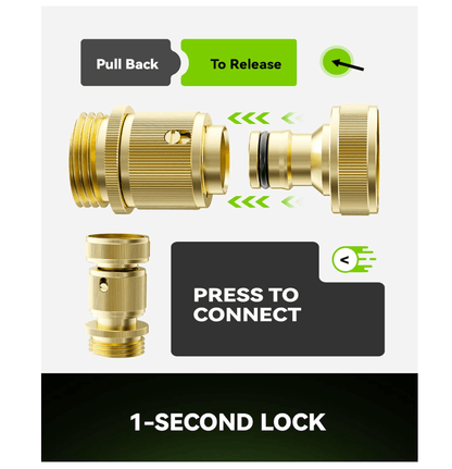 RainPoint Brass Garden Hose Quick Connect, 3/4” GHT Heavy Duty Leak-Proof Fittings (2 Sets)