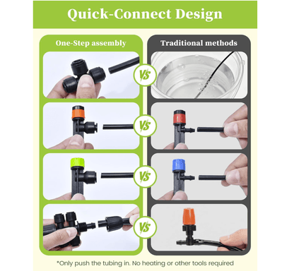 RAINPOINT Drip Irrigation System, Quick-Connect Garden Watering System Kit(25 ft Main Tubing + 50 ft Irrigation Tubing)