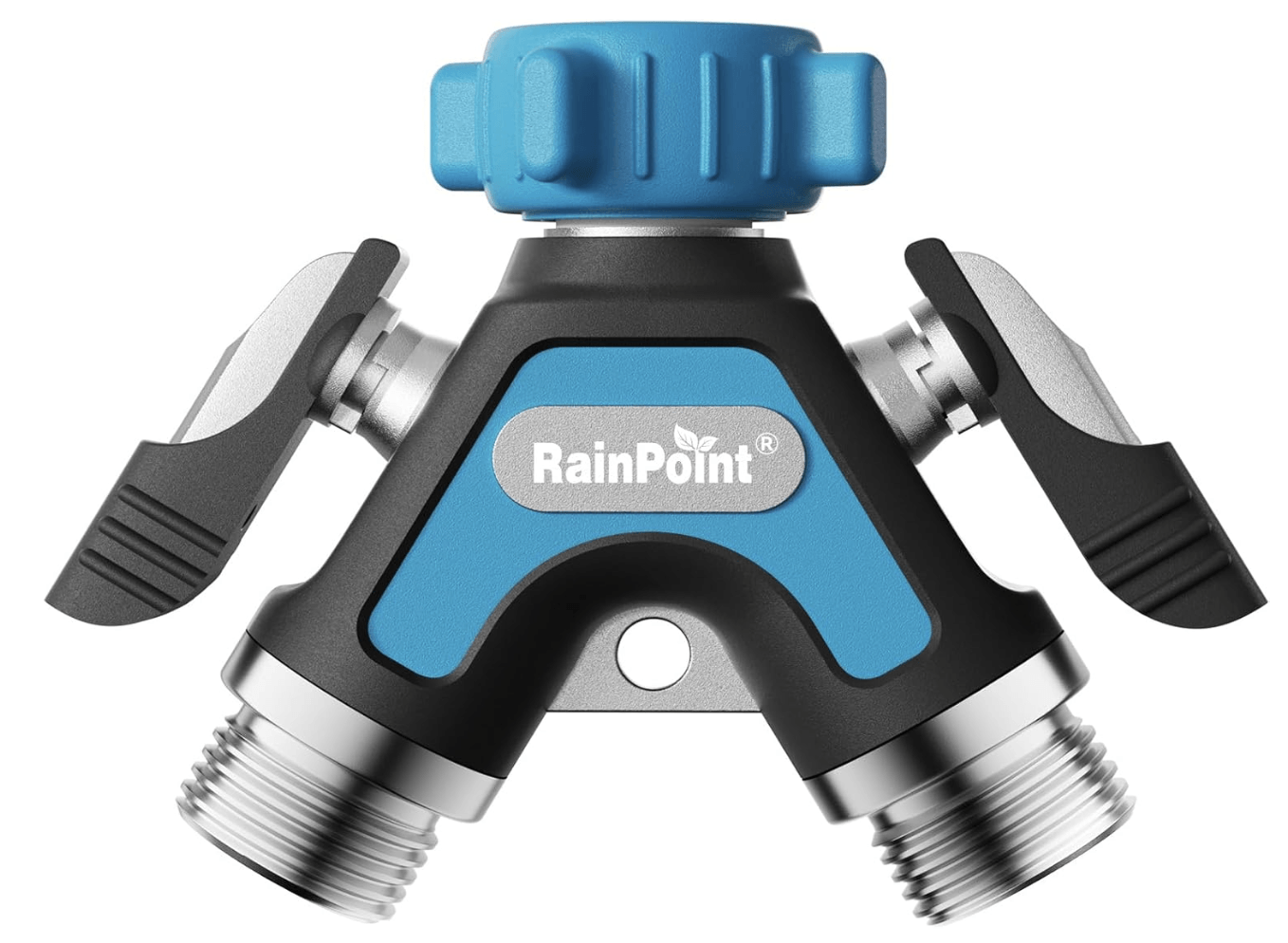 RAINPOINT Garden Hose Splitter 2 Way – All Metal Heavy Duty Water Y Splitter (Blue)