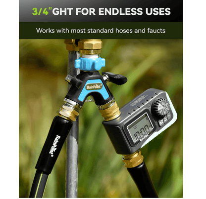 RAINPOINT Garden Hose Splitter 2 Way – All Metal Heavy Duty Water Y Splitter (Blue)