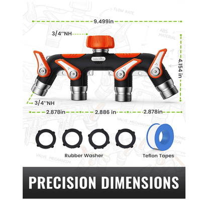 RAINPOINT 4 Way Garden Hose Splitter(Orange)