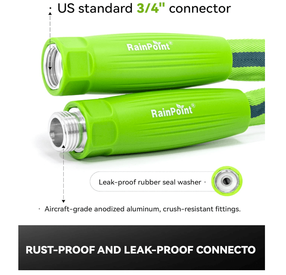 RAINPOINT Garden Hose 50FT, 3/4" Fittings