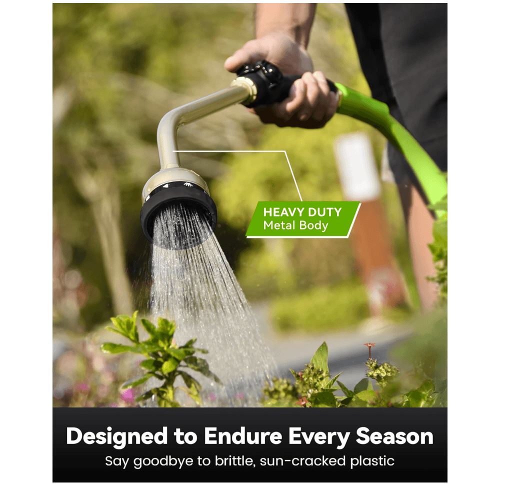 RAINPOINT 16" Metal Watering Wand – 9 Spray Patterns, Garden Hose Nozzle(Black)