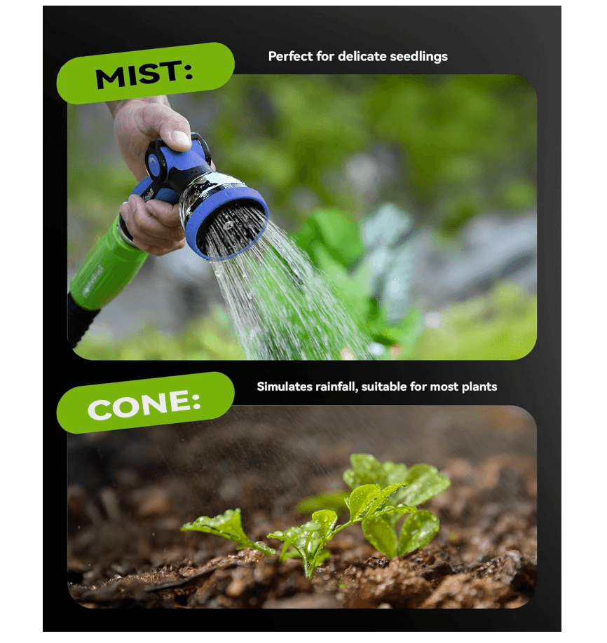 RAINPOINT Spray Nozzles for Garden Hose - 10 Spray Patterns (2 Packs, Blue)