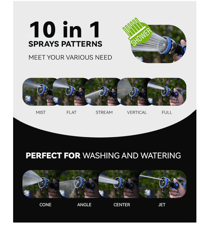 RAINPOINT Spray Nozzles for Garden Hose - 10 Spray Patterns (2 Packs, Blue)