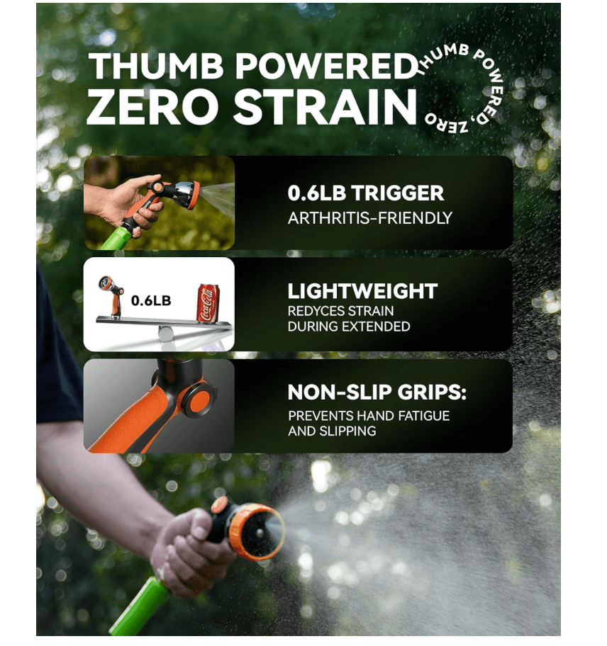 RAINPOINT Spray Nozzles for Garden Hose - 10 Spray Patterns  (2 Packs, Orange)